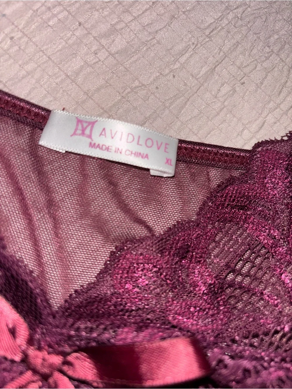 Lace & Mesh Chemise Nightdress in Plum
